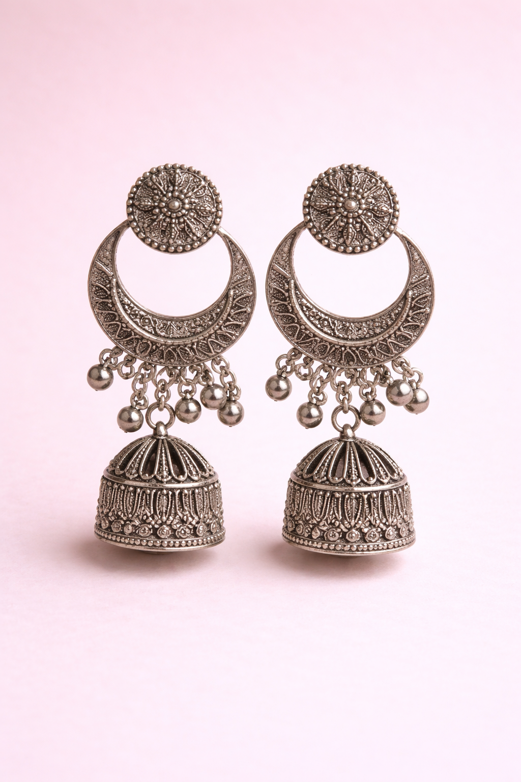 Traditional Oxidised Jhumka Earrings for Women | Antique German Silver Jhumki | Stylish Boho Jewellery for Daily Wear