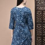 Women Cotton Blue Geometric Print Tunic