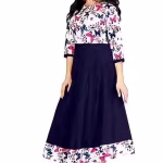 Polyster/Crepe fabric-TITLY ANARKALI Women Printed Anarkali Kurta (Dark Blue) | Stylish Kurti | Fancy Kurti | Woman Kurti | Girls Kurti |