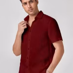 Imported Stylish Self Designed Maroon Popcorn Shirts For Boys And Mens