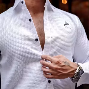 WAFFLE TEXTURE LONG SLEEVE SHIRT