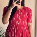 Ikkat Printed Flared gown For Women's || handblock Women's Kurti || Women's Fancy Kurti || Women's cotton Kurti || Women's Stylish 3/4 sleeves Kurti || summer wear || festive wear