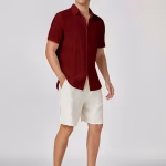 Imported Stylish Self Designed Maroon Popcorn Shirts For Boys And Mens