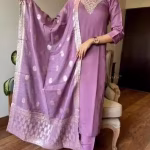 Women's Onian Colour Rayon Slub Embroidered Straight Kurta Pant with Dupatta