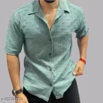 Checked Casual Popcorn Half Sleeve Shirt For Men | Men’s Popcorn Half Sleeve Shirt | Wedding & Party Wear Stylish Shirt | Trendy Festive Season Casual Shirt for Men