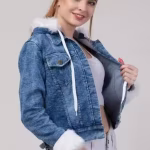 Beautiful hood denim jacket for women