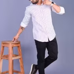 Men’s Polycotton Striped Shirt – Regular Fit, Full Sleeves, Trendy Daily Wear
