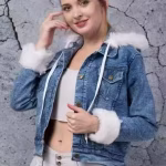 Beautiful hood denim jacket for women